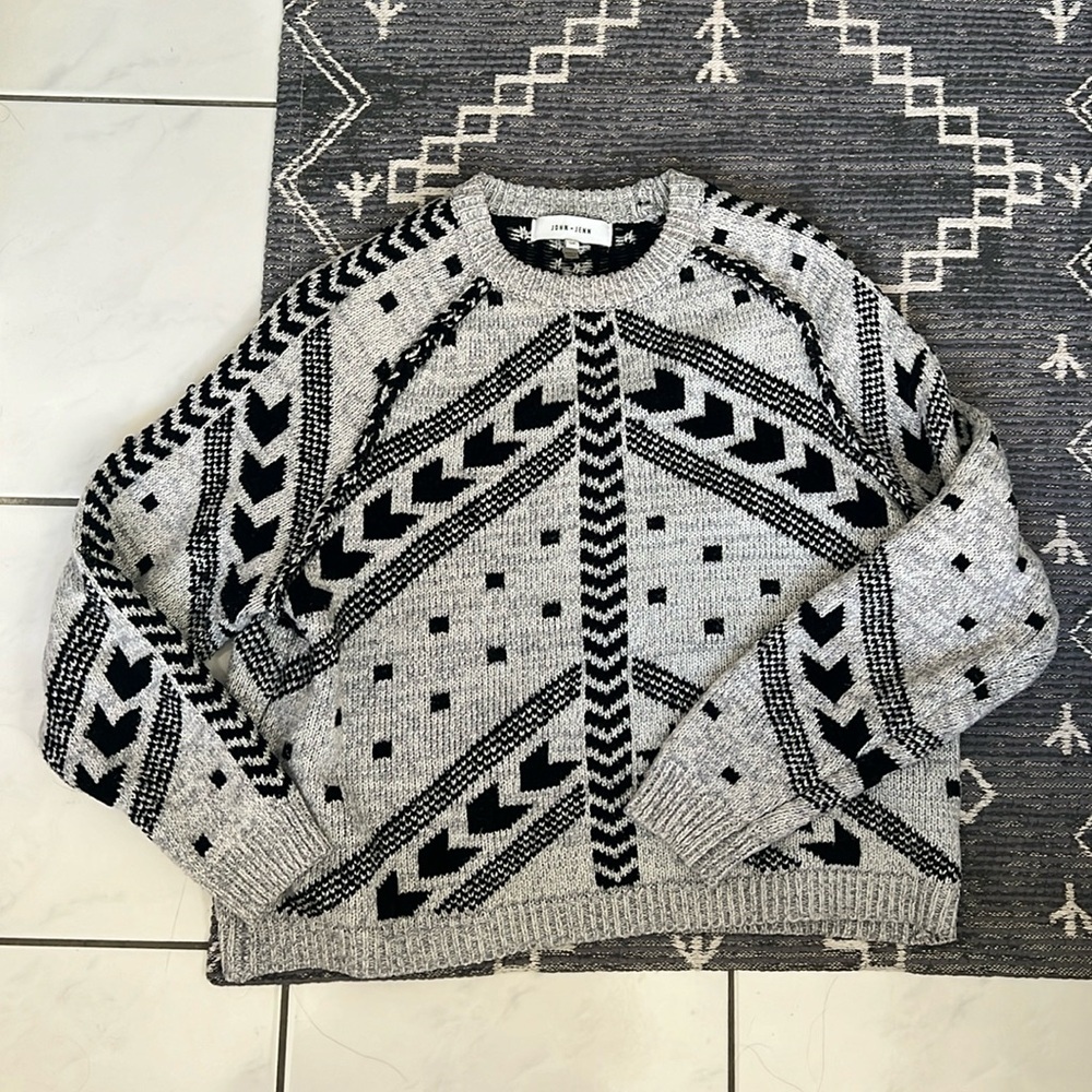 John + Jenn Heavy Knit Tribal Print Sweater